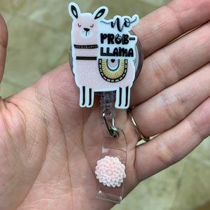 Llama No Prolema Badge Holder